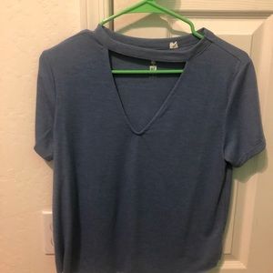 pacsun vneck cutout blue t-shirt